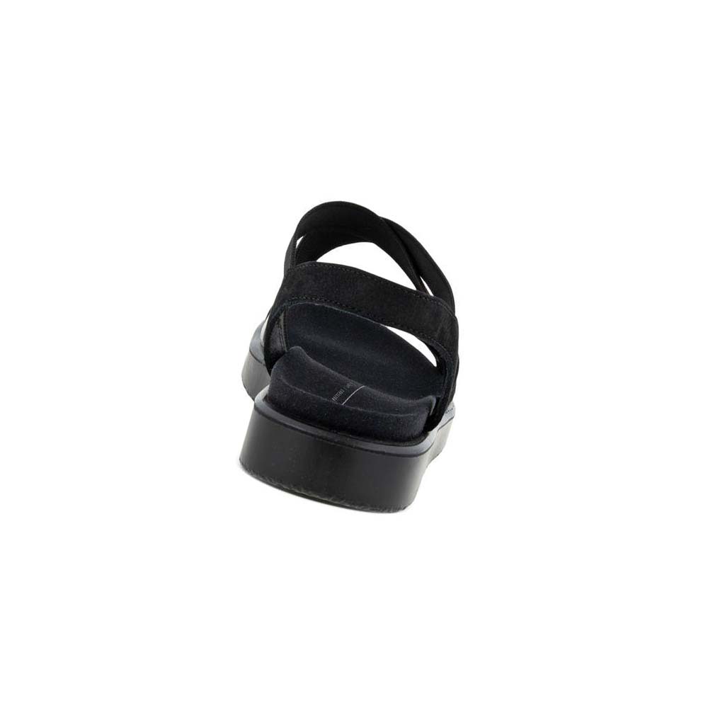 Women's Ecco Flowt Flat Strappys Sandals Black | SG 181FDN